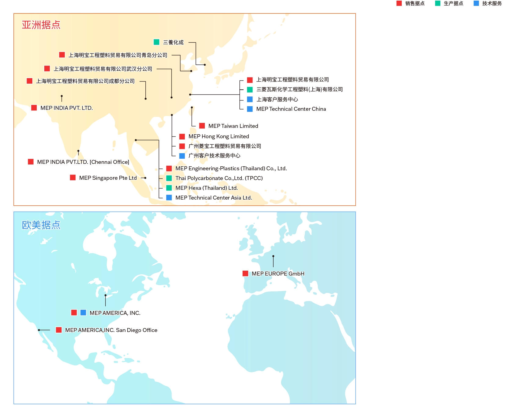 海外当地法人/海外关联公司 地图